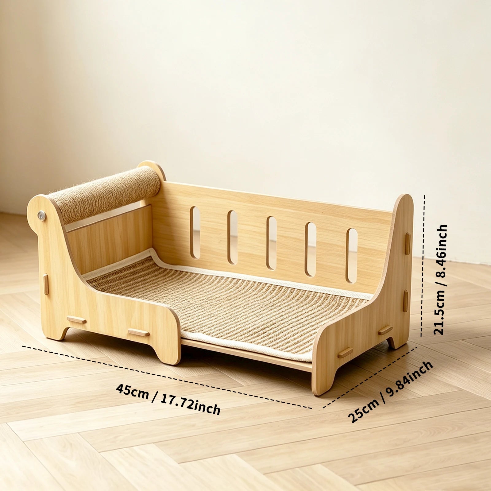 Cat Scratcher Lounge — Wooden Pet Bed