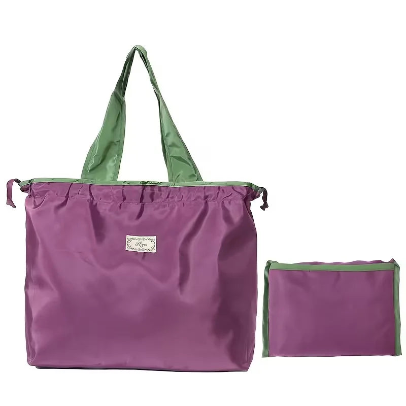 Large-Capacity Foldable Tote Bag — Lightweight Geometric Print Shopping Bag
