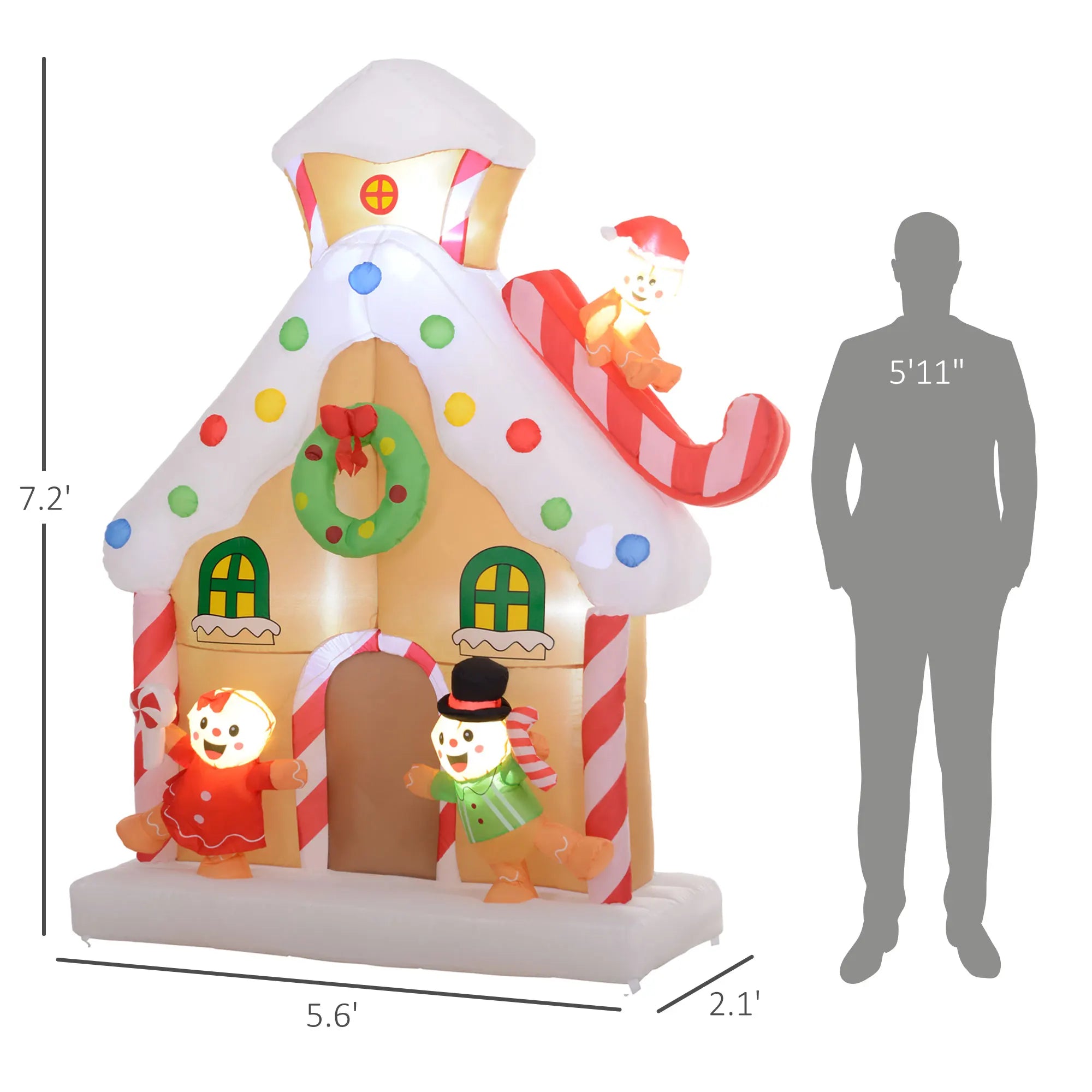 Outsunny 7' Inflatable Gingerbread House — Festive Outdoor Christmas Decor