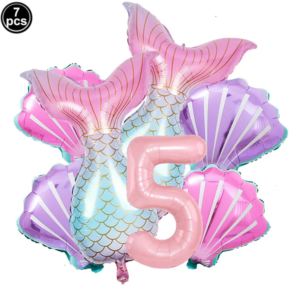 Mermaid Scales Pattern Party Supplies — Disposable Tableware Decor Set