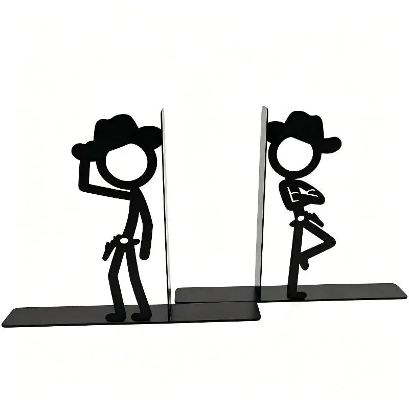 Abstract Metal Bookends — Heavy Duty Non-Slip Desktop Organizer