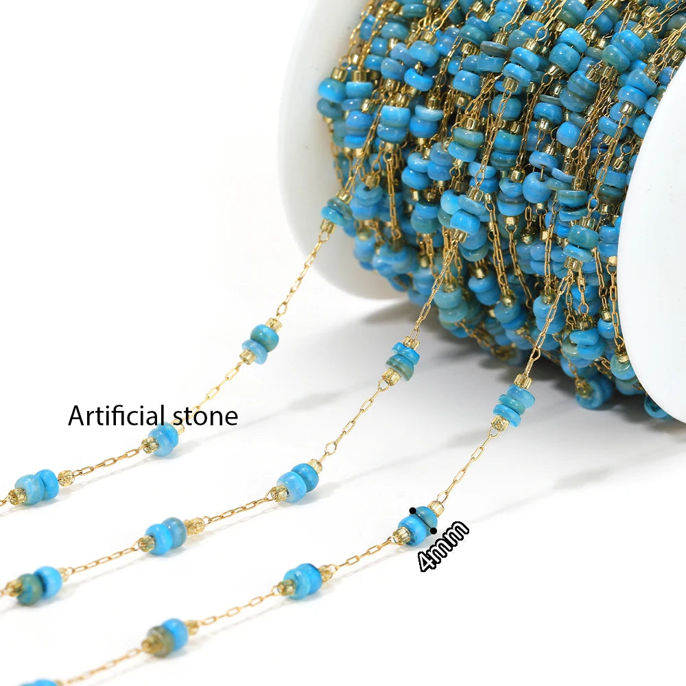 Semitree Enamel Twisted Bead Chain — 1 Meter Stainless Steel Jewelry Wire