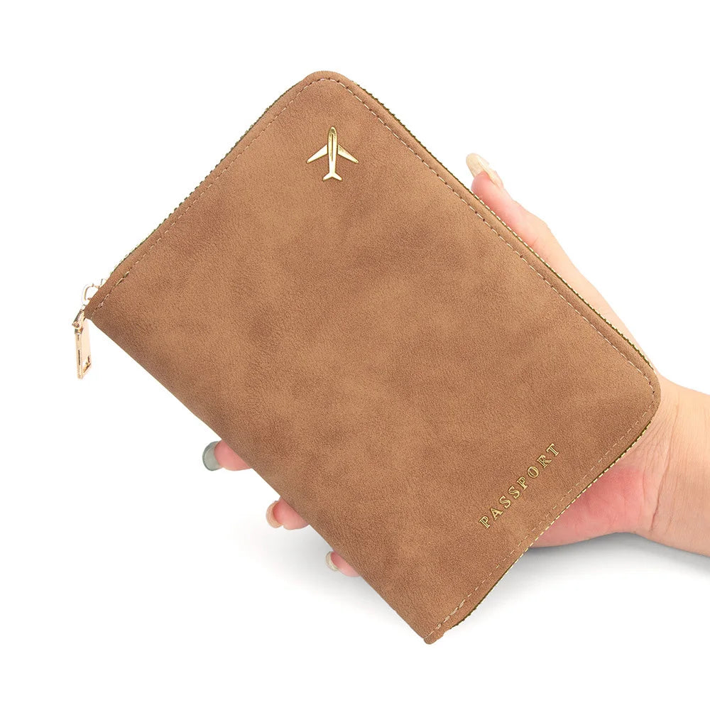 RFID Blocking Passport Wallet — Slim Travel Organizer with Zipper
