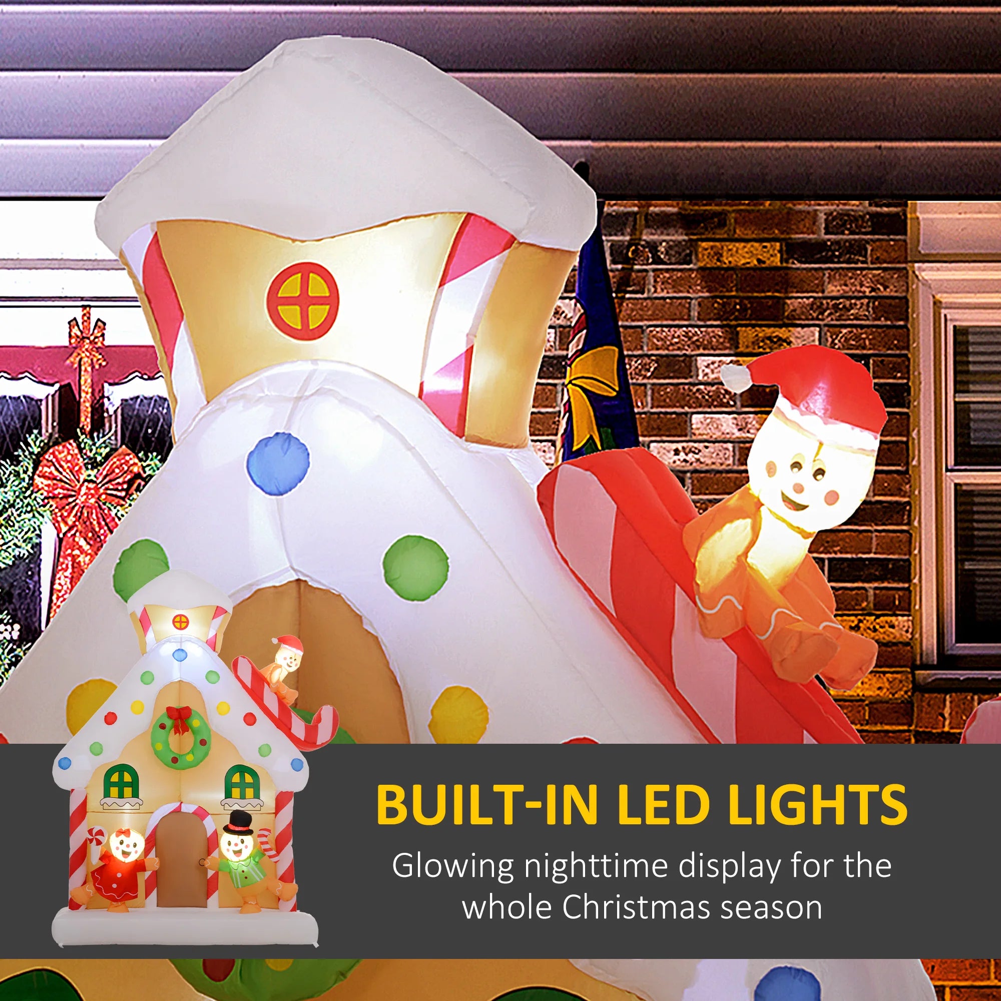 Outsunny 7' Inflatable Gingerbread House — Festive Outdoor Christmas Decor