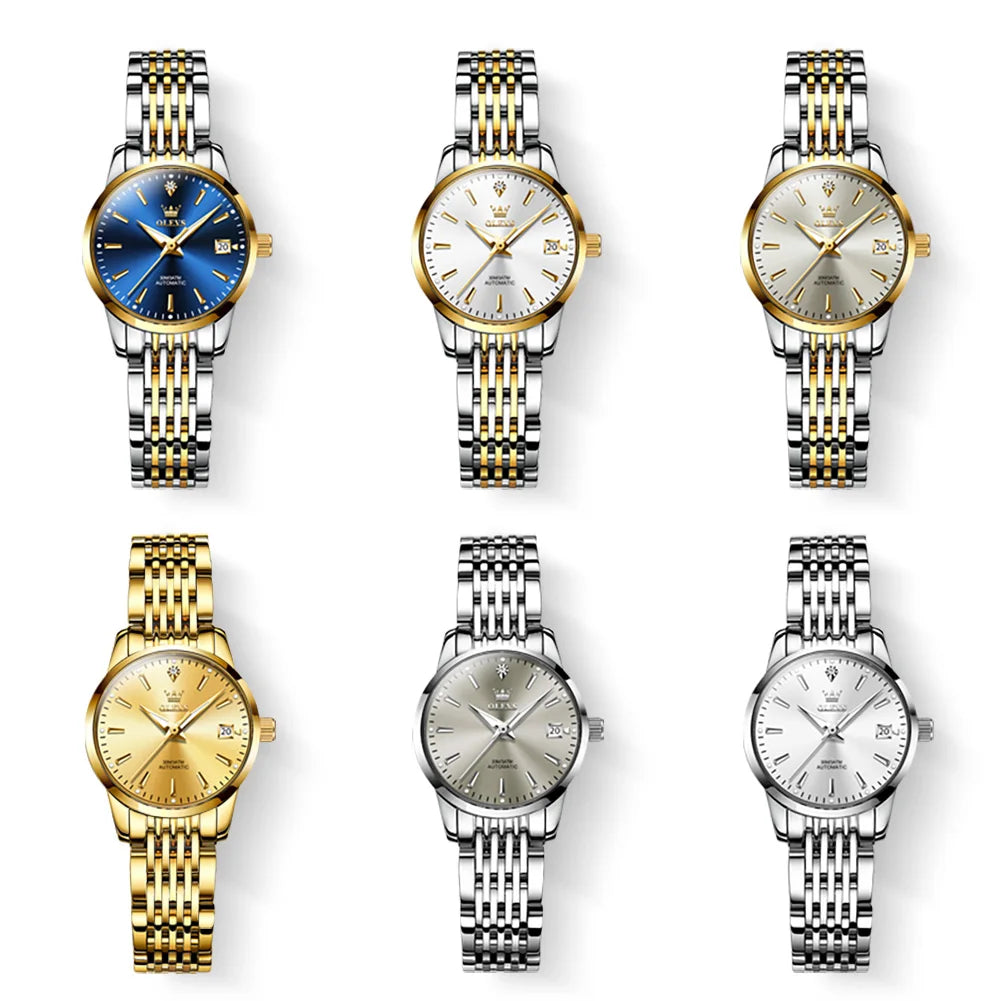 OLEVS 6635 Elegant Women's Watch — Automatic Mechanical Wristwatch with Luminous Date