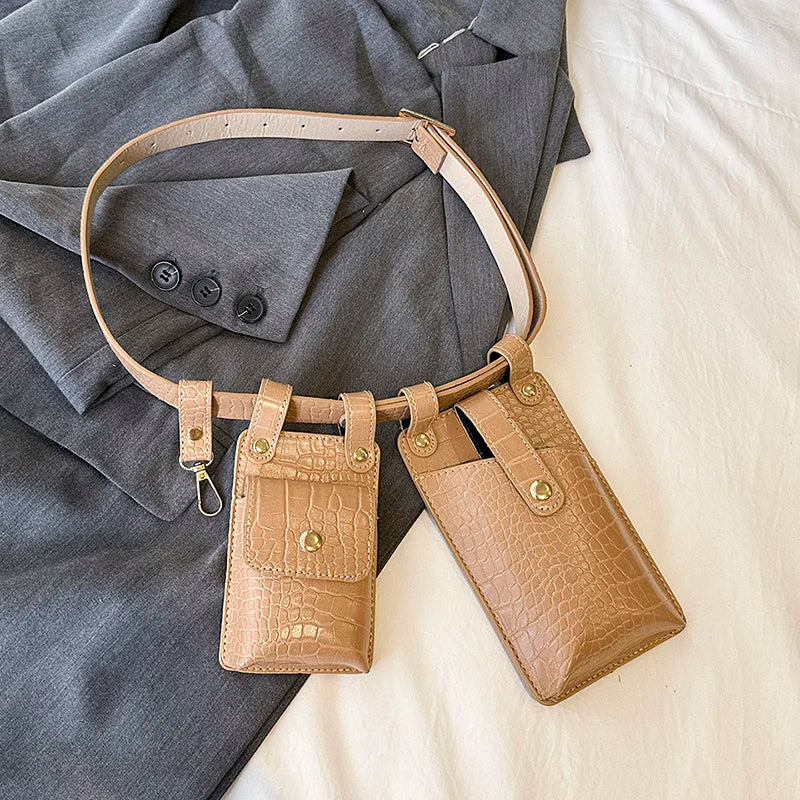 LXHYSJ Women's Leather Fanny Pack — Stylish Multi-Pocket Waist Bag