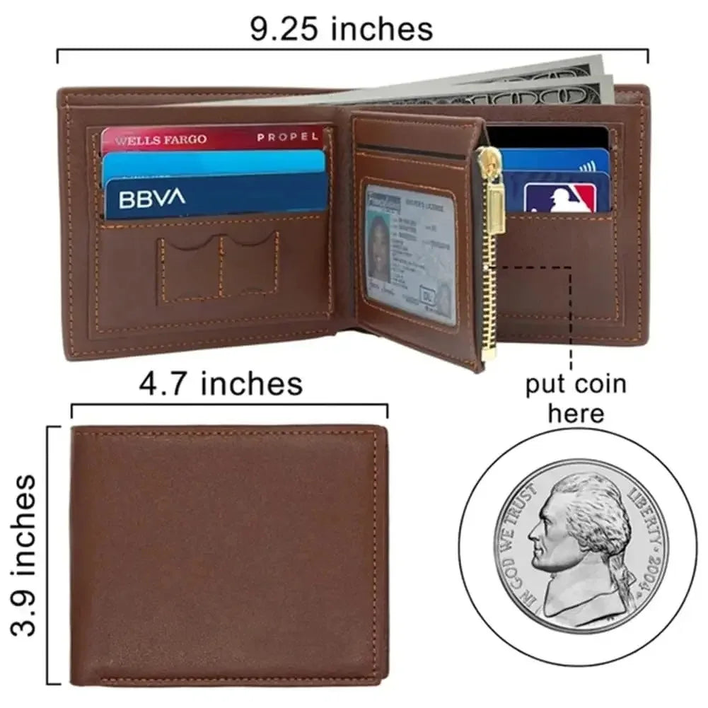 Personalized Photo Engraved Wallet — Custom Name Folding Purse for Men