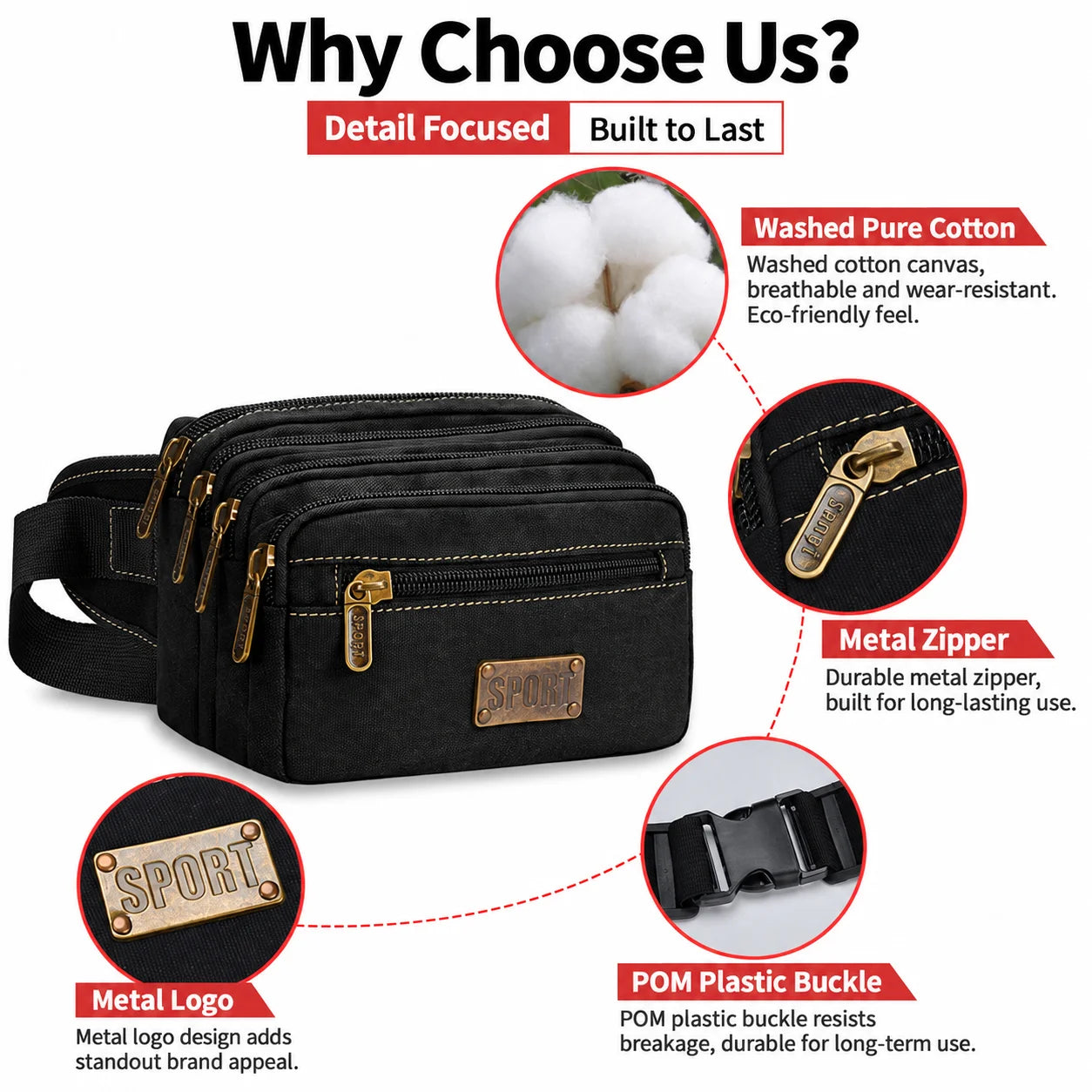 Canvas Waist Pack — Adjustable Outdoor Storage