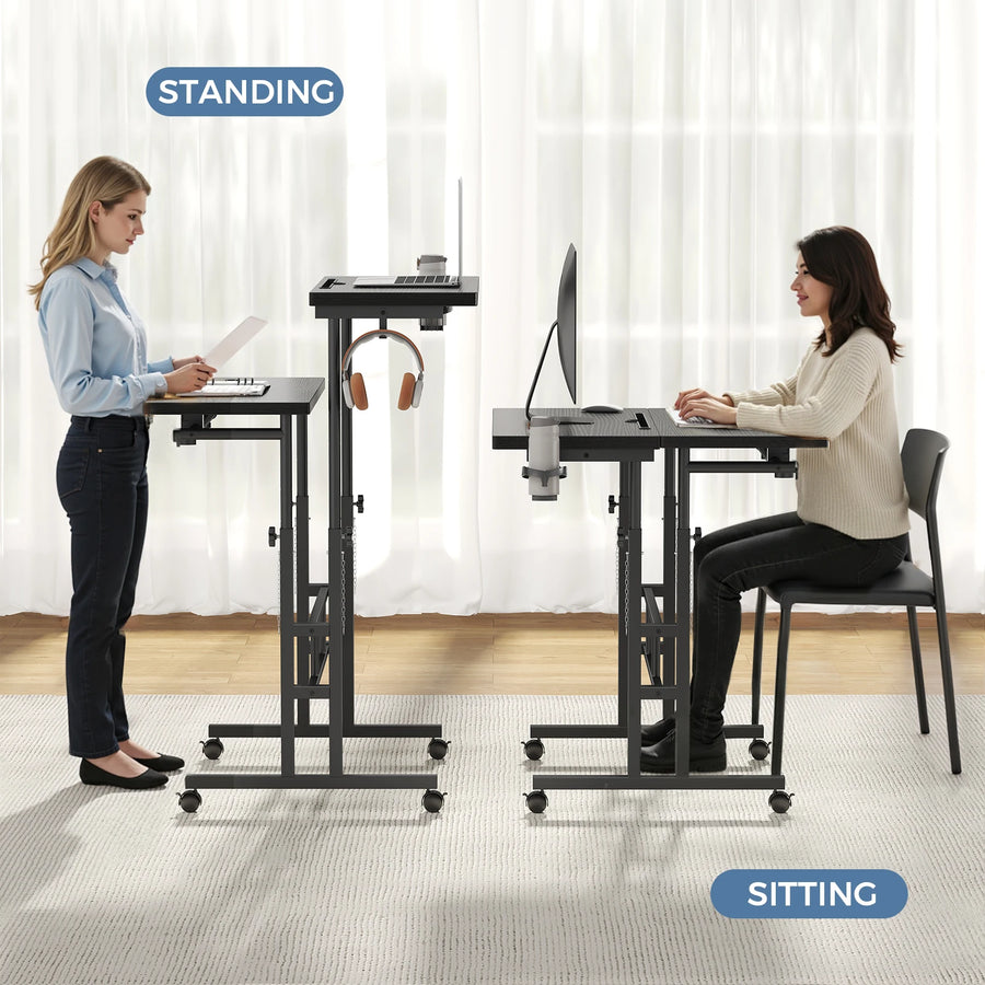 MCQ Rolling Standing Computer Desk — Ergonomic Height Adjustable Workstation