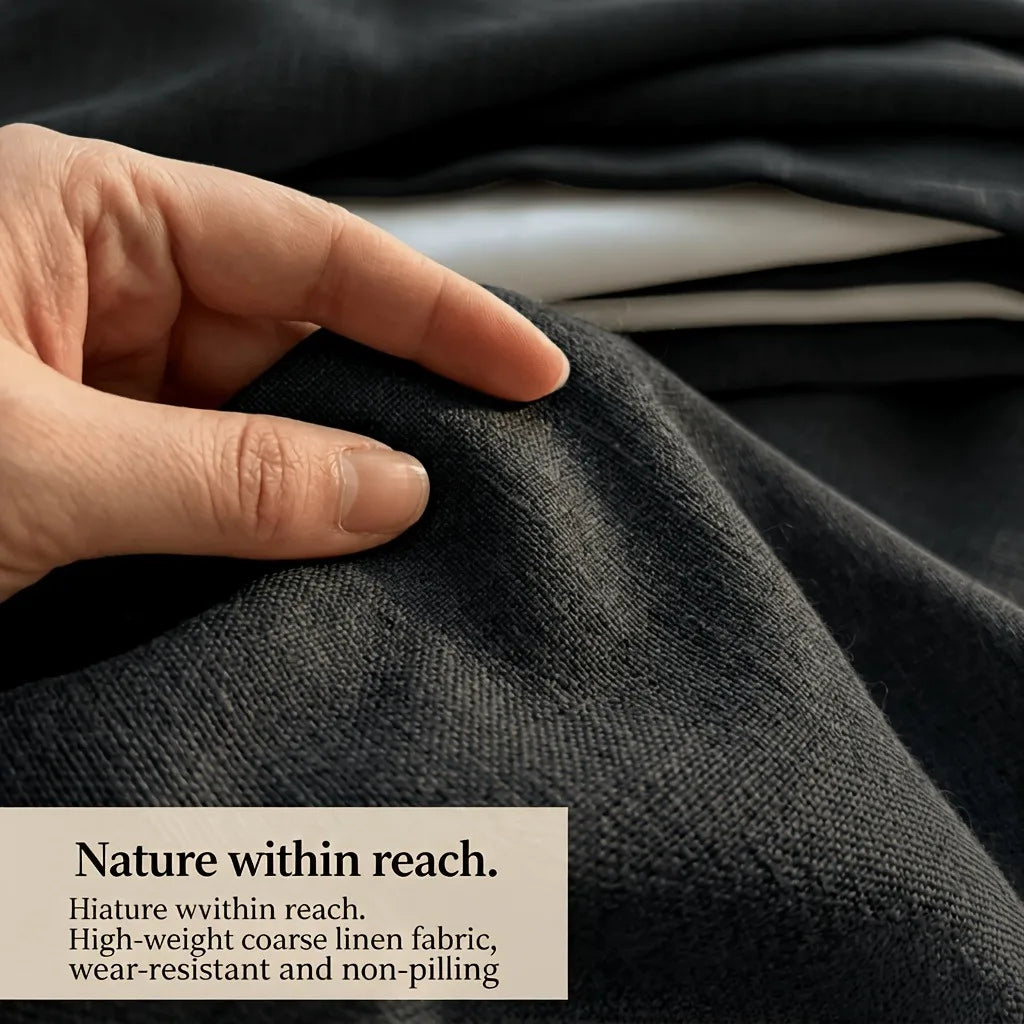 Linen Textured Blackout Curtains — Thermal Insulated Window Drapes