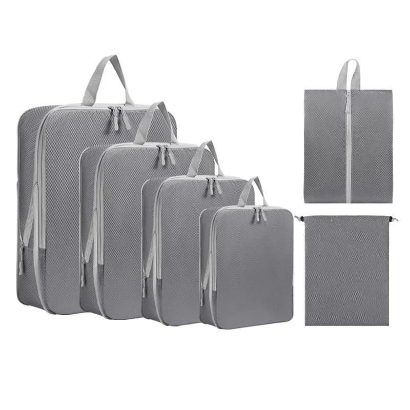 Luggage Organizer Set — Compressible Travel Packing Cubes with Handbag