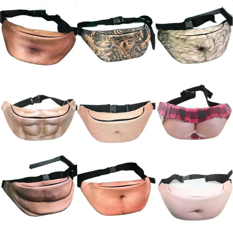 ZTBBAO Realistic Fake Belly Fanny Pack — Funny Prank Waist Bag for Parties