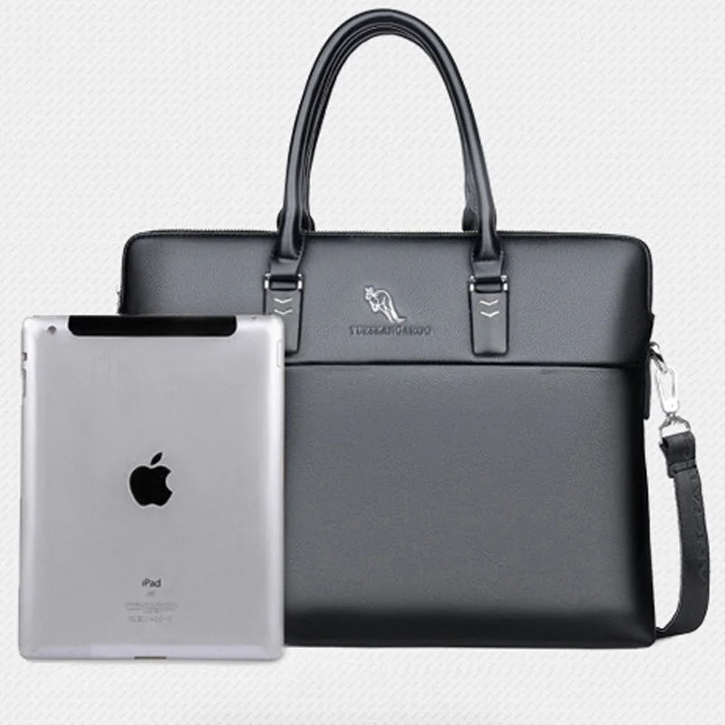 HERBATA Men's Professional Leather Briefcase — Waterproof 14 Inch Laptop Messenger Bag