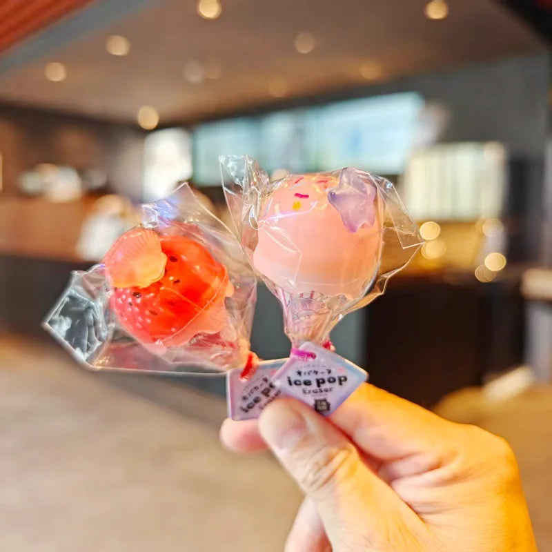 Cute Ice Cream Shaped Eraser Set — Fun Cartoon Stationery for Students
