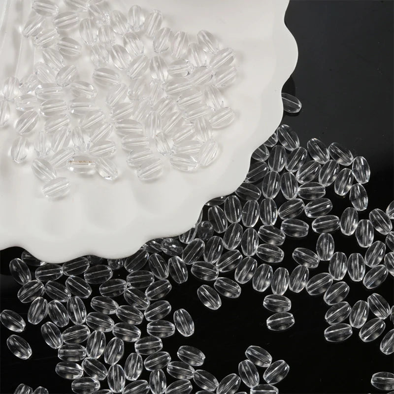 Oval Glass Rice Spacer Beads — Solid Color Jewelry Making Supplies