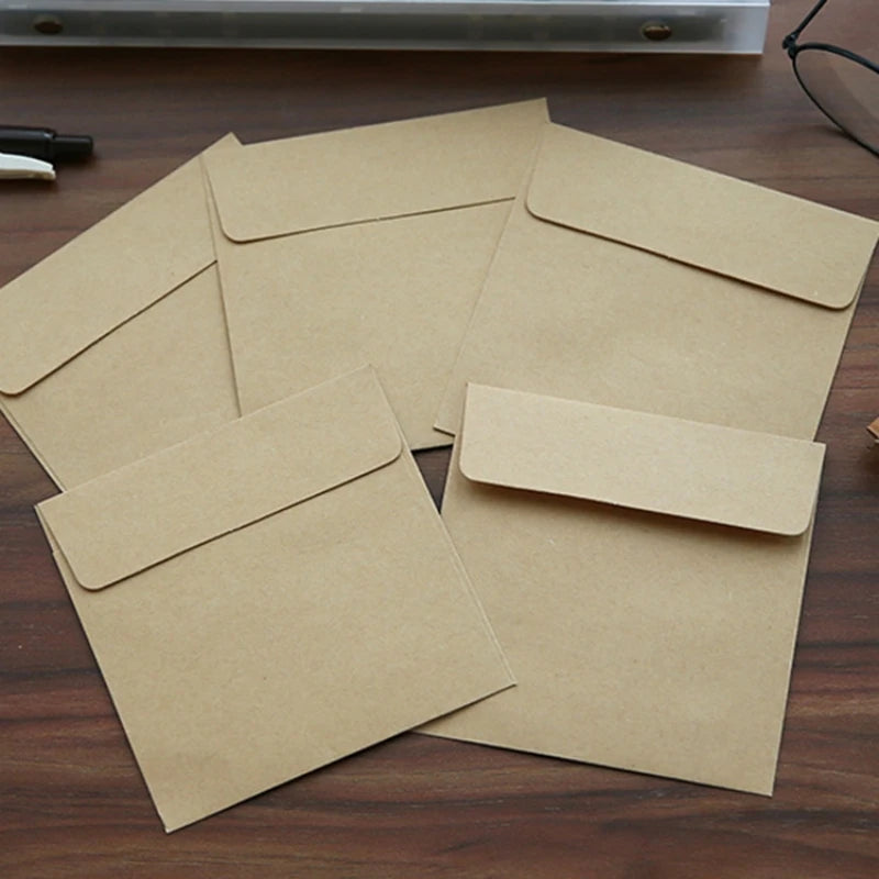 Lonelyeyes Kraft Mini Envelopes — Small Square Card Holders, 10 Pack