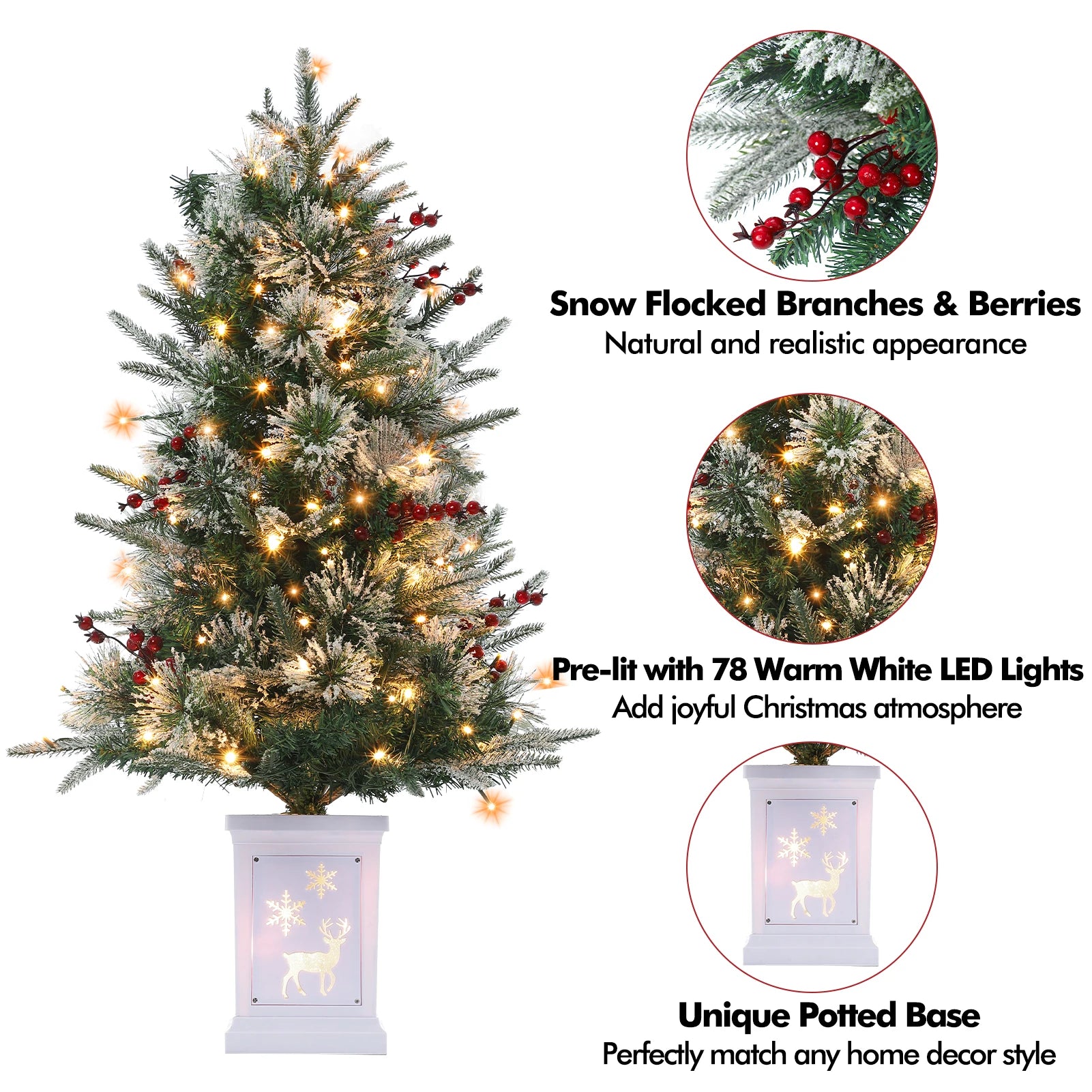 3ft Frost Light Artificial Christmas Tree — Pre-Lit with 78 LED Lights