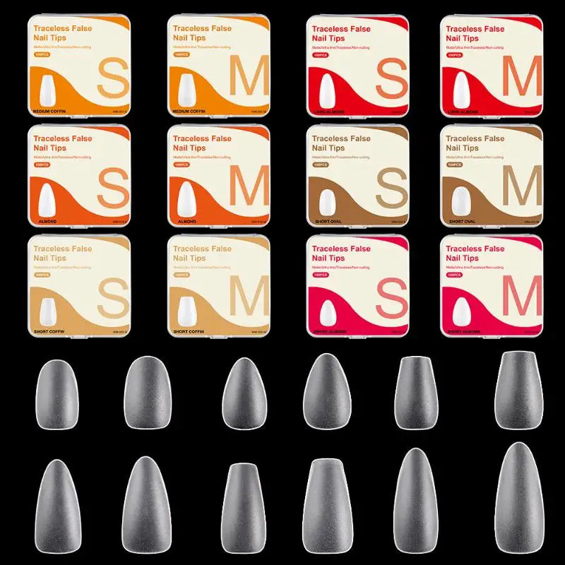 100PCS Clear False Nail Tips — Full Cover Press-On Extensions