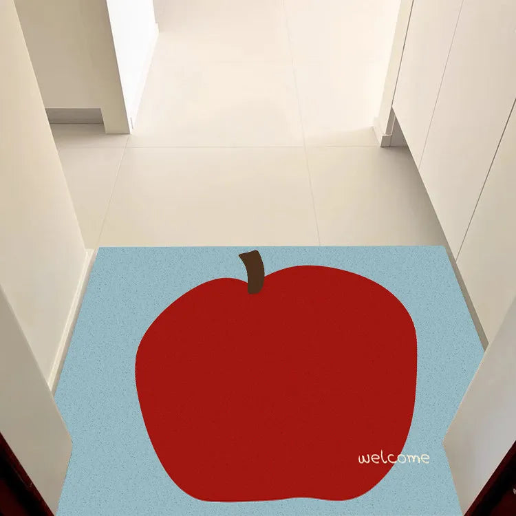 Aesthetic Fruit Print Doormat — Anti-Slip PVC Loop Coil Entryway Rug