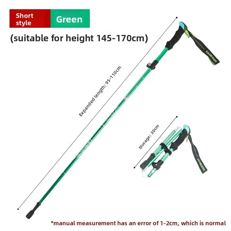Aluminum Alloy Folding Hiking Stick — Lightweight Retractable Walking Pole