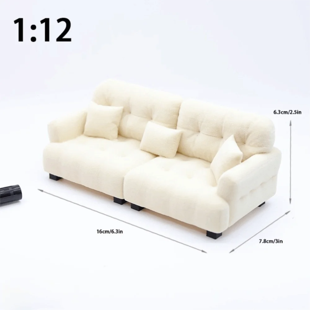 Miniature Flocking Sofa Model — Dollhouse Living Room Furniture Accessory