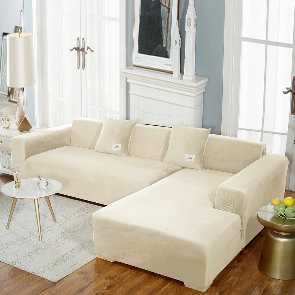 airldianer Velvet Sofa Cover — Luxury Elastic Slipcover for L-Shaped & Sectional Sofas