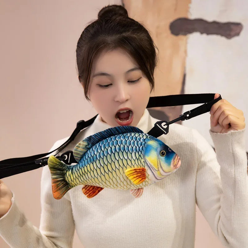 3D Simulation Fish Plush Crossbody Bag — Quirky Novelty Shoulder Purse