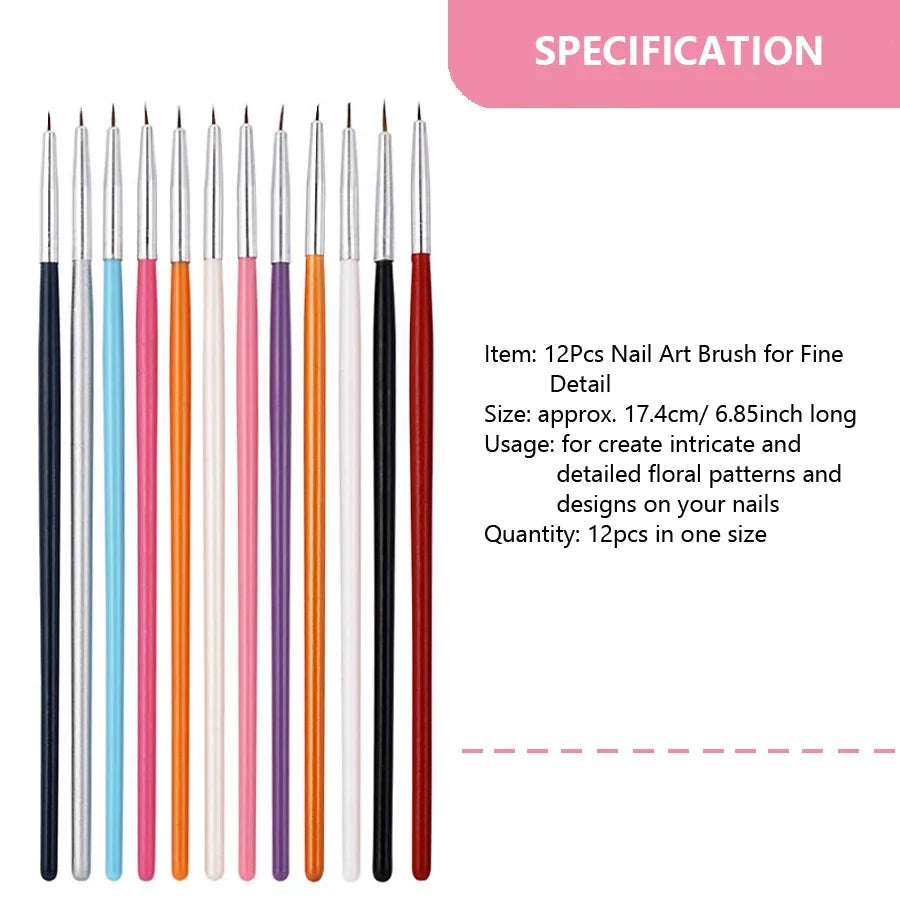 Art lalic Nail Art Brush Set — 12-Piece Professional Manicure Kit