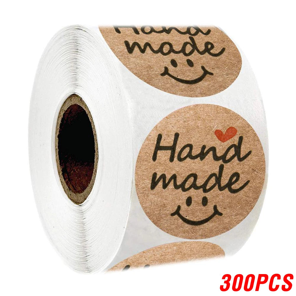 Vintage Kraft Paper Stickers — Handmade With Love Adhesive Labels