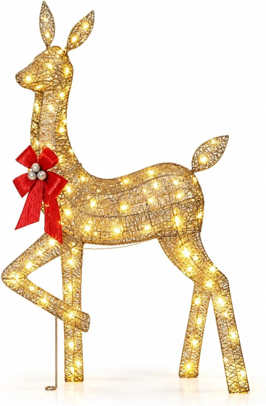 Lighted Reindeer Family Decor — Glittering LED Holiday Lawn Ornament
