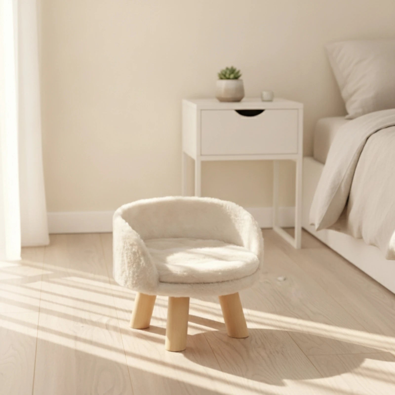 Elevated Cat Sofa Bed — Cozy Cushioned Pet Couch with Wooden Legs