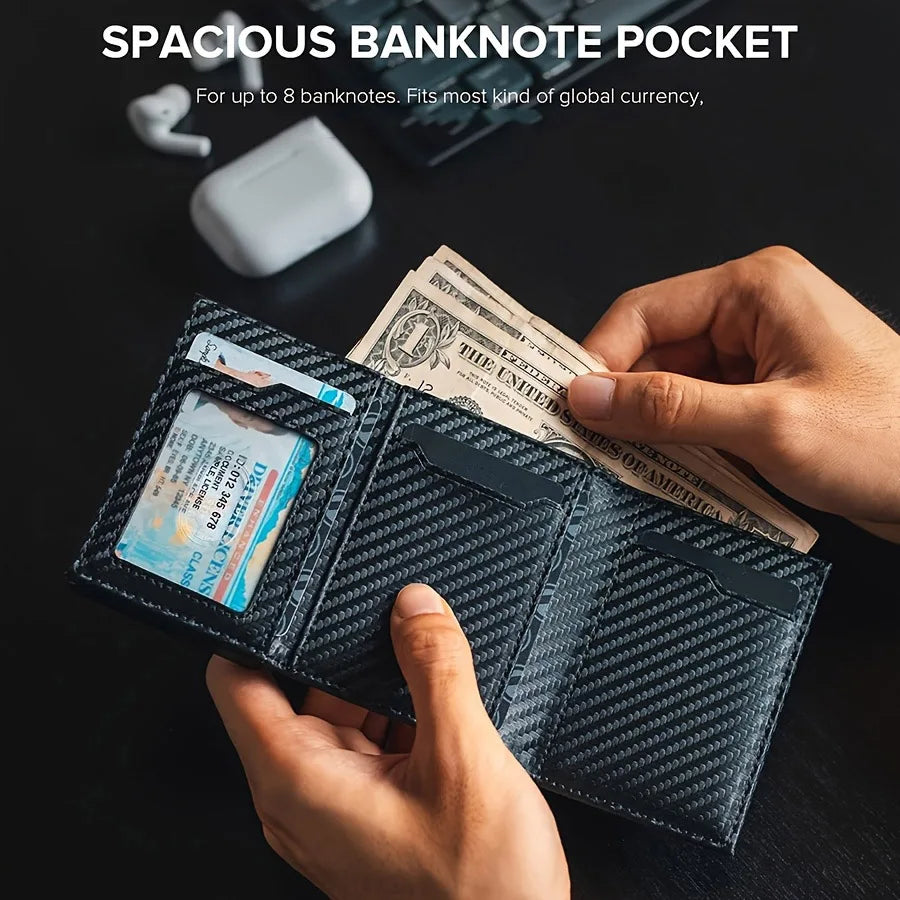 Men's Carbon Fiber Wallet — RFID Blocking Pop-Up Card Holder