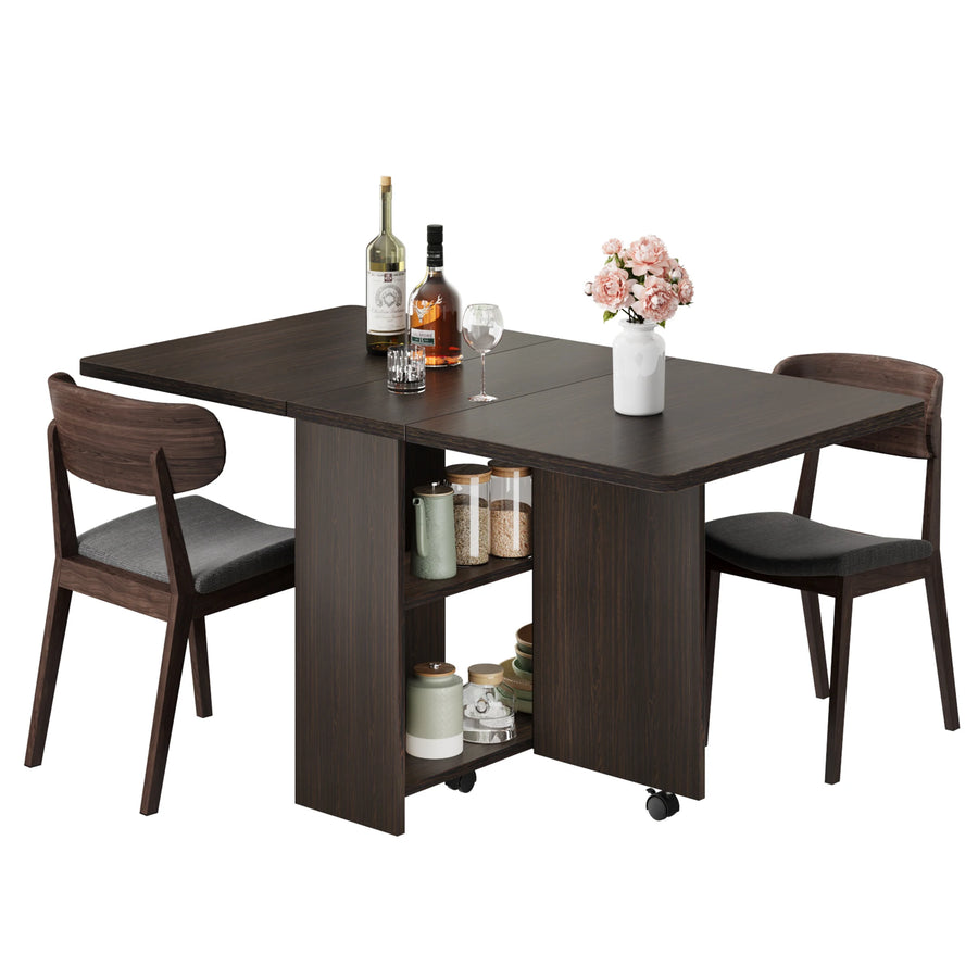 Folding Drop Leaf Dining Table — Space-Saving Design with Storage