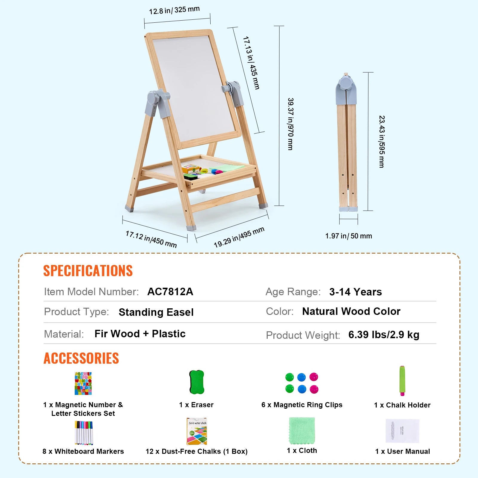 SucceBuy Standing Magnetic Drawing Board — 2-in-1 Art Easel & Study Desk