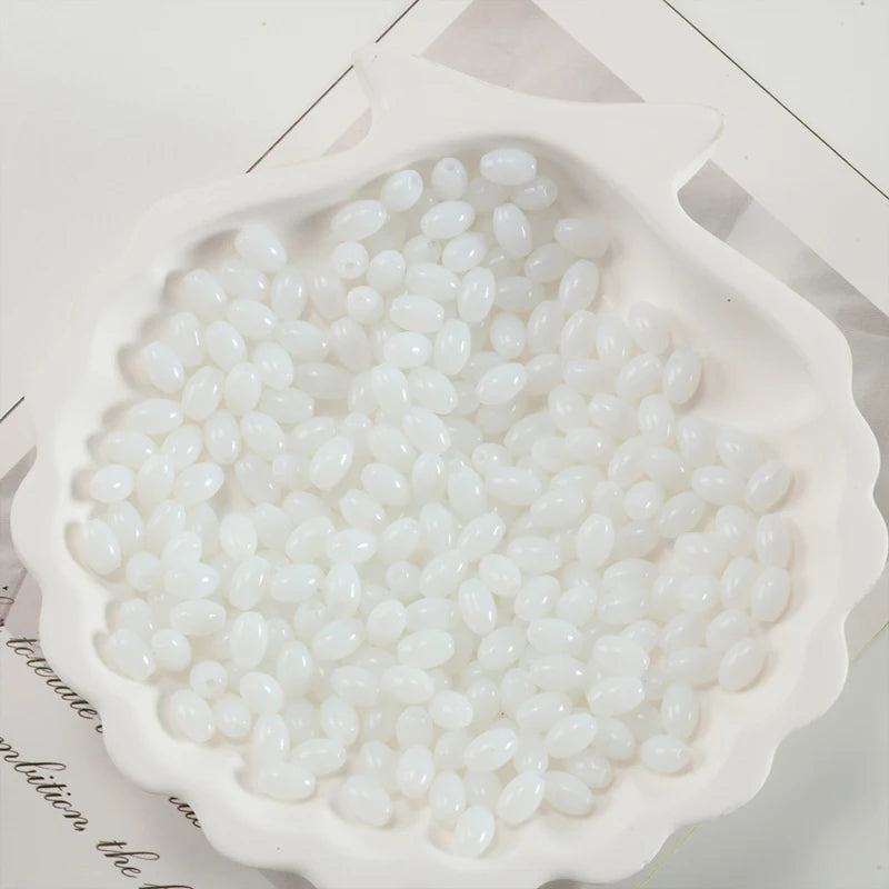 Oval Glass Rice Spacer Beads — Solid Color Jewelry Making Supplies