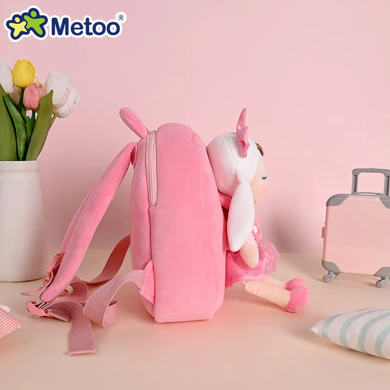Metoo Plush Animal Backpack — Soft Toddler Bag with Detachable Doll
