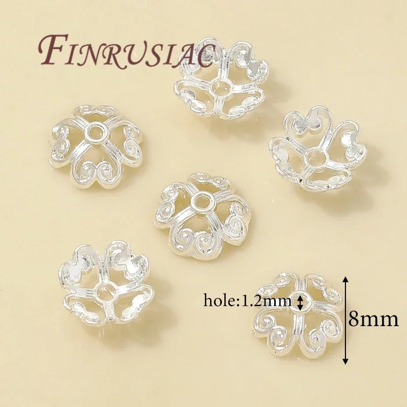 FINRUSIAC Gold Plated Brass Bead Caps — Round Jewelry Findings for DIY Necklaces