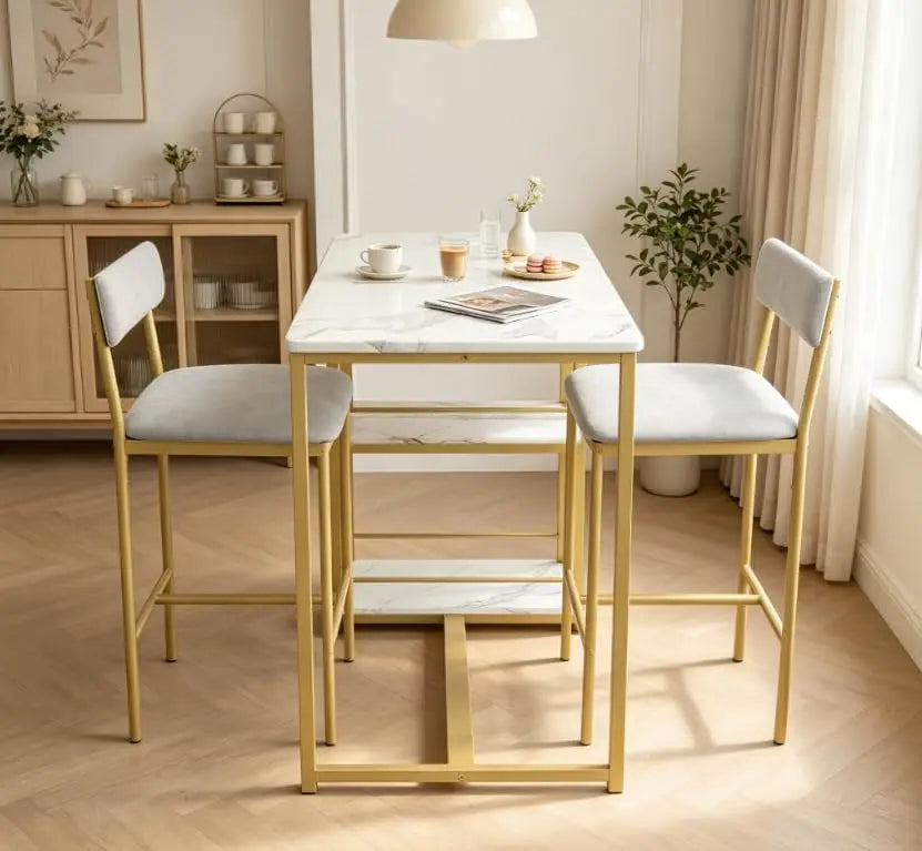 Garvee Dining Table Set with 2 Chairs — Space-Saving Modern Bar Furniture