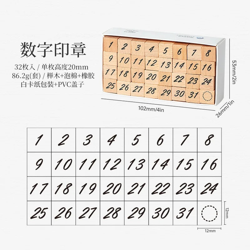 Wooden Stamp Kit — Journal Schedule Marking