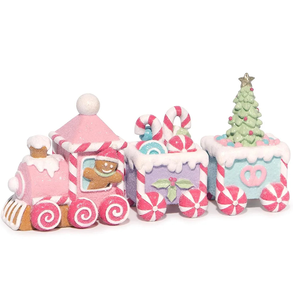 Hodao Gingerbread Christmas Train Set — 3-Piece Sweet-Themed Resin Figurine