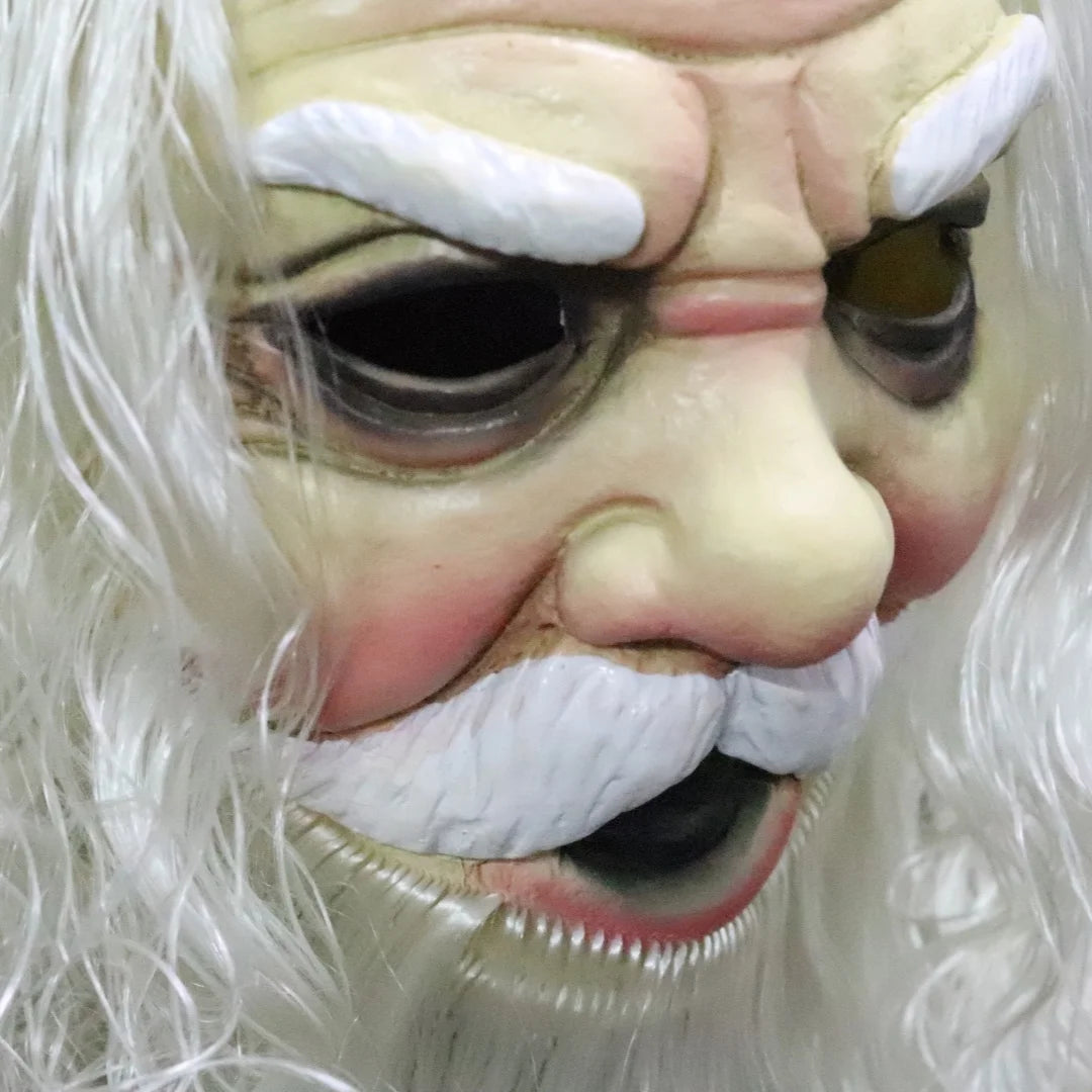 Santa Claus Style Full Head Mask — Includes Hat, Wig & Beard for Cosplay