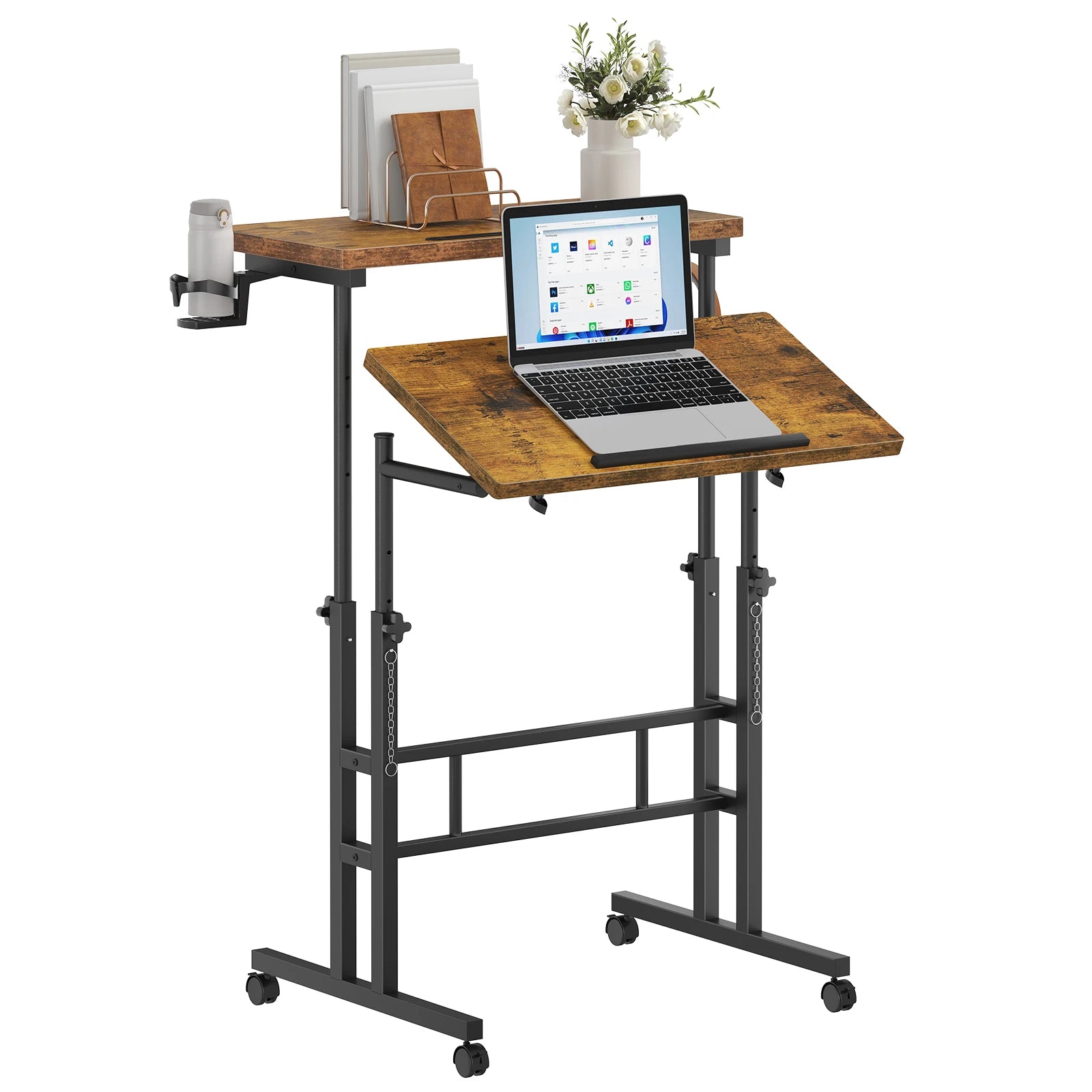 MCQ Rolling Standing Computer Desk — Ergonomic Height Adjustable Workstation