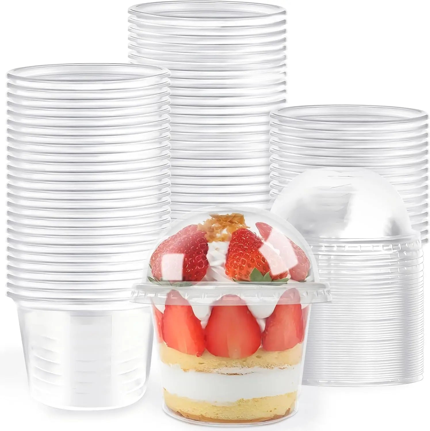 8oz Clear Plastic Dessert Cups with Dome Lids — Mini Parfait & Appetizer Containers