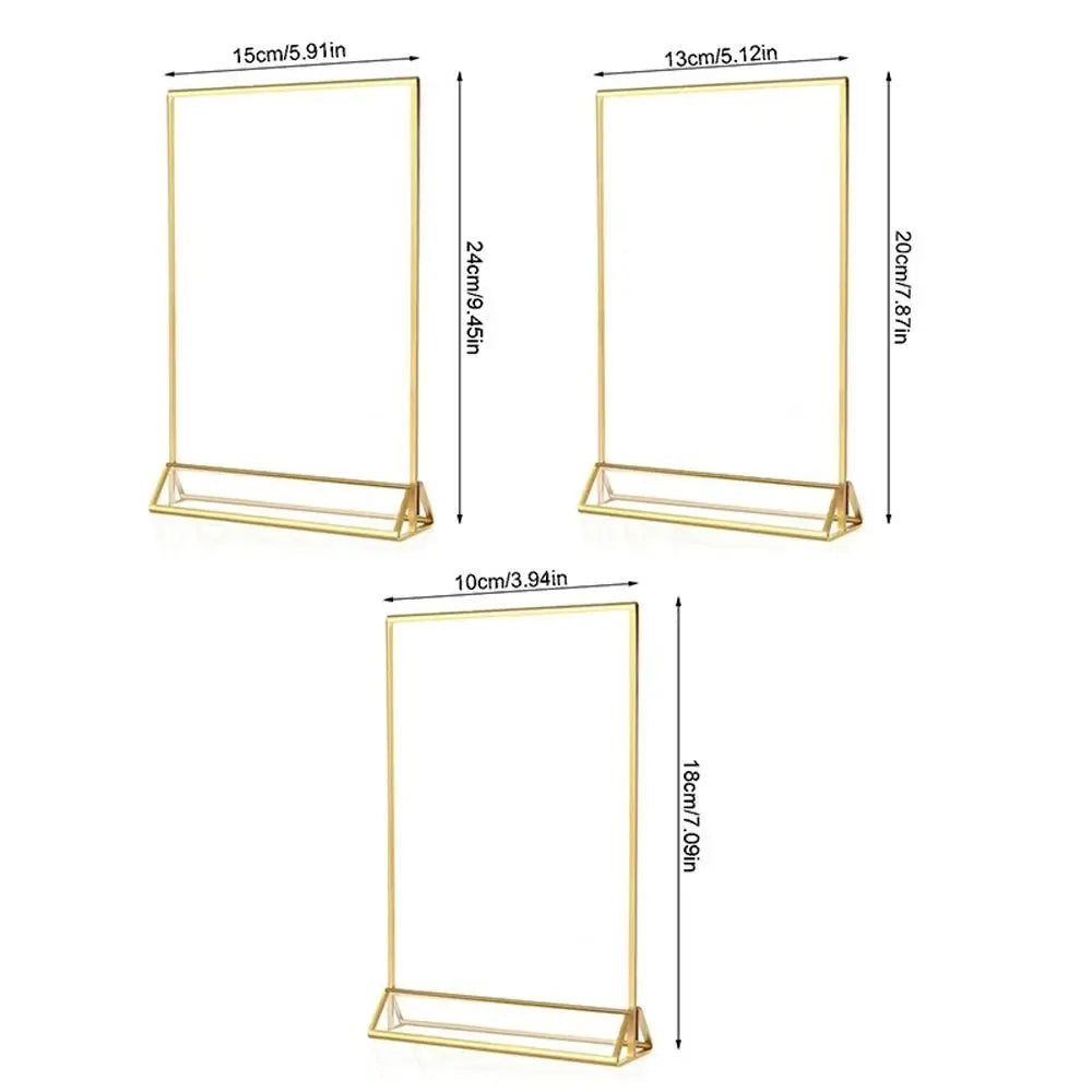 Transparent Acrylic Sign Holder — Elegant Gold Edge Table Display