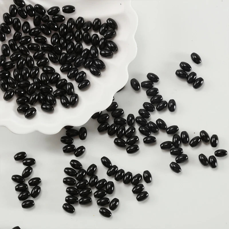 Oval Glass Rice Spacer Beads — Solid Color Jewelry Making Supplies