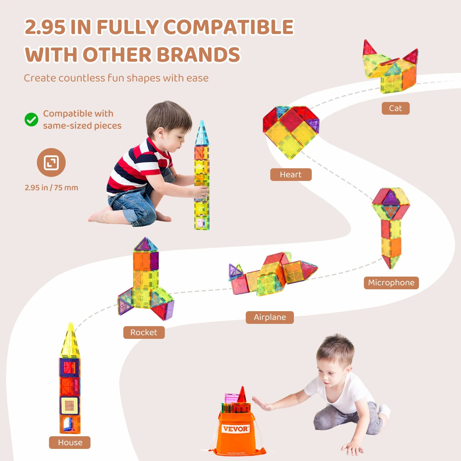 SucceBuy Magnetic Building Blocks Set — 55pcs Educational STEM Construction Toy