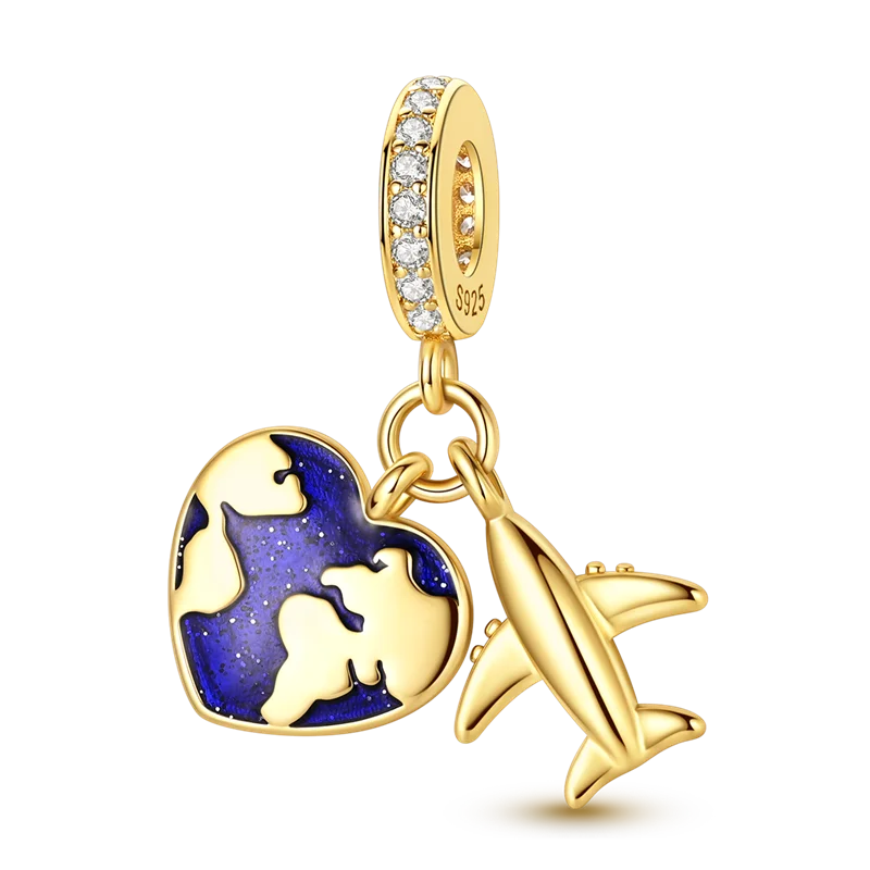 Charmhub Sparkling Zircon Elephant Charm — Gold Plated 925 Sterling Silver Bead