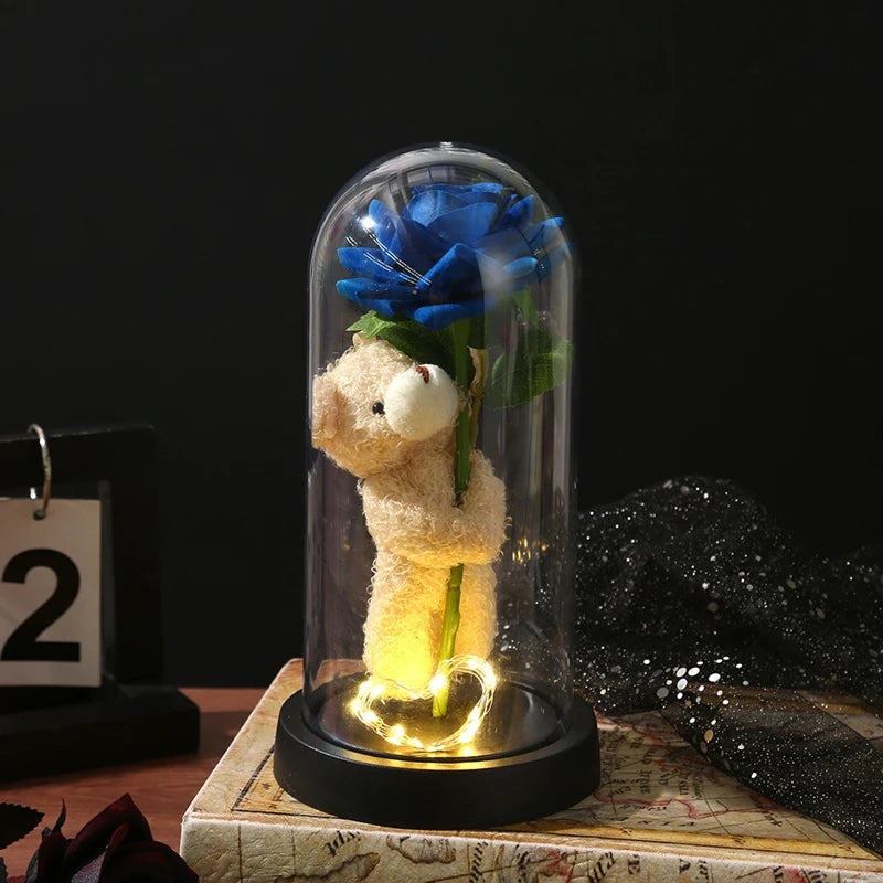 Eternal Rose in Glass Dome — LED Light Decorative Flower Gift
