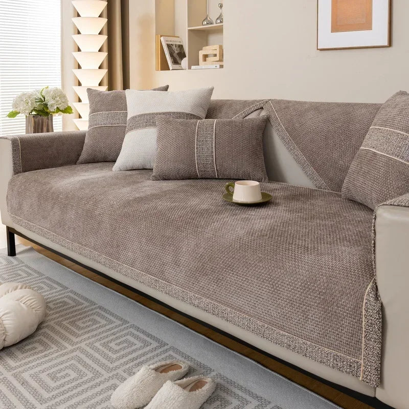 Luxury Chenille Sofa Pad — Non-Slip Protective Couch Cover