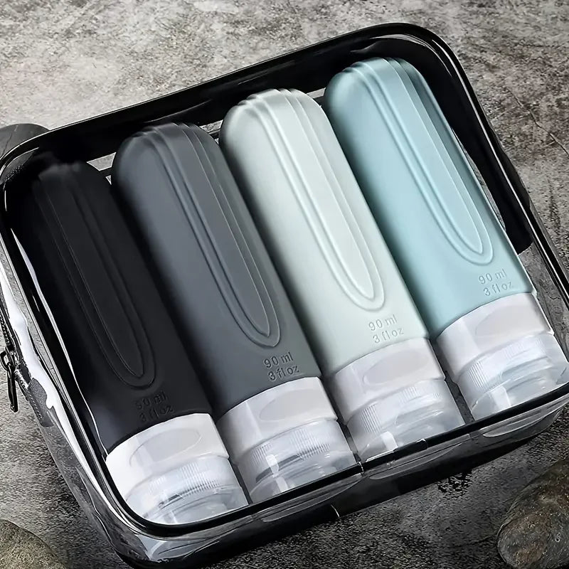 TECHOME Travel Toiletries Bottles — Leak Proof Silicone Refillable Containers
